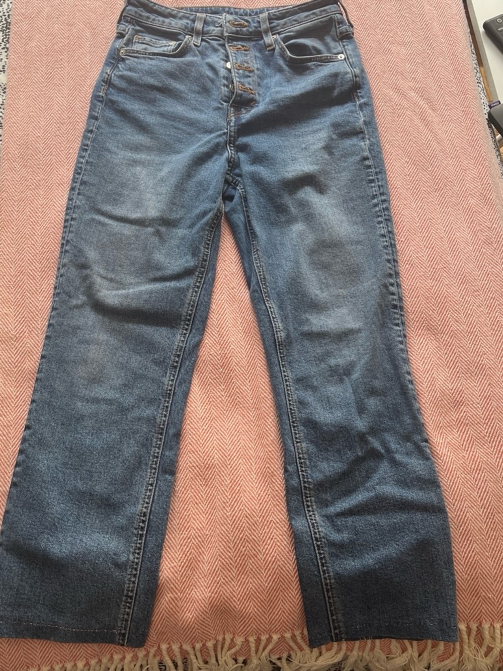 Straight Leg Jeans with Button Fly